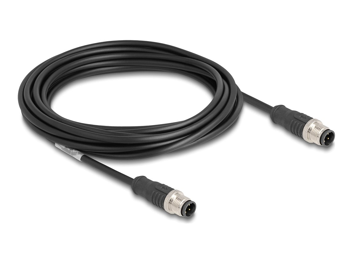 DELOCK M12 Kabel D-kodiert 4 Pin Stecker zu Stecker PVC 5m - Vorderansicht