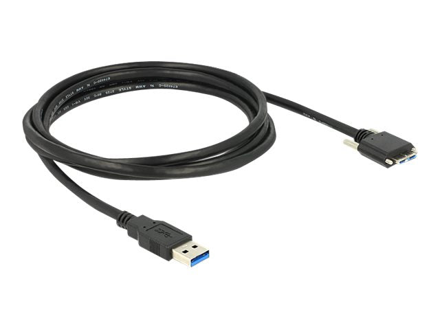 DELOCK Kabel USB 3.0 A Stecker > USB 3.0 Micro-B Stecker mit Schrauben 2m - Vorderansicht