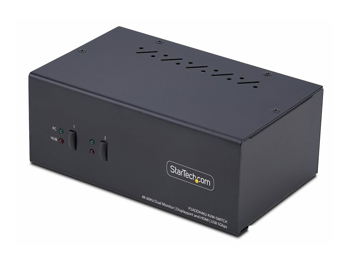 STARTECH.COM 2-Port Dual-Monitor KVM Switch DisplayPort und HDMI 4K 60Hz 5Gbps USB-Hub 2x USB-HID Hybrid KVM/Umschalter