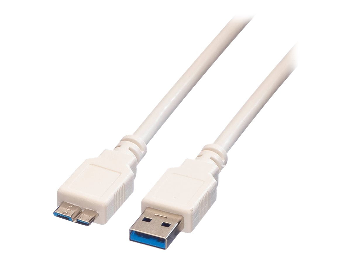 VALUE USB 3.2 Gen 1 Kabel A ST - Micro B ST weiss 2m Vorderansicht