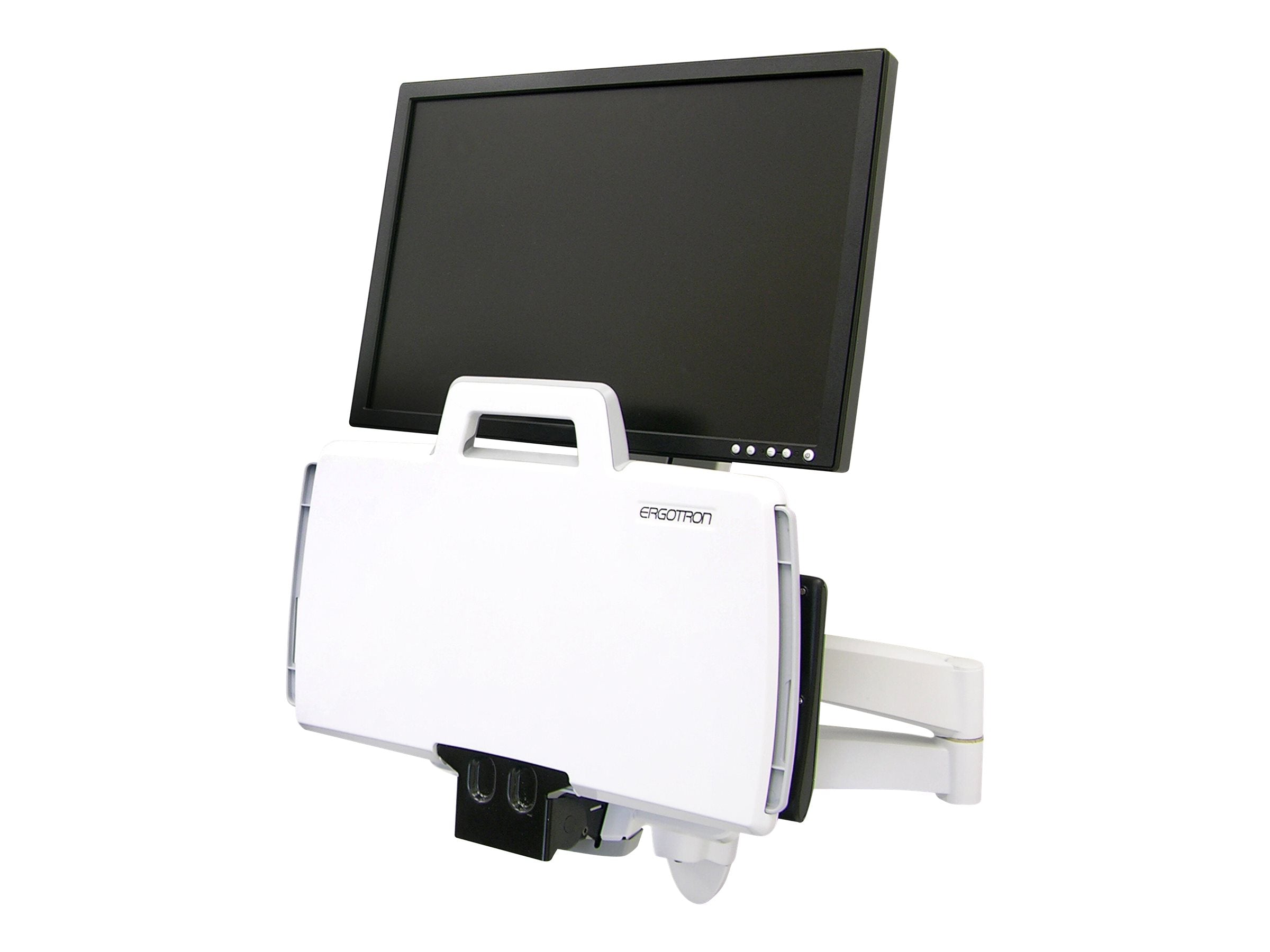 Vorderansicht des ERGOTRON Combo Arms der Serie 200 in Weiß