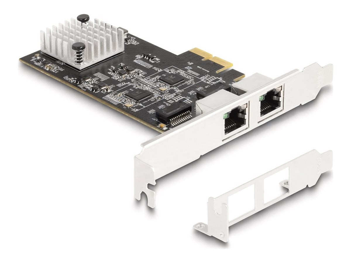 DELOCK PCI Express x2 Karte zu 2 x RJ45 5 Gigabit LAN RTL8126 Vorderansicht