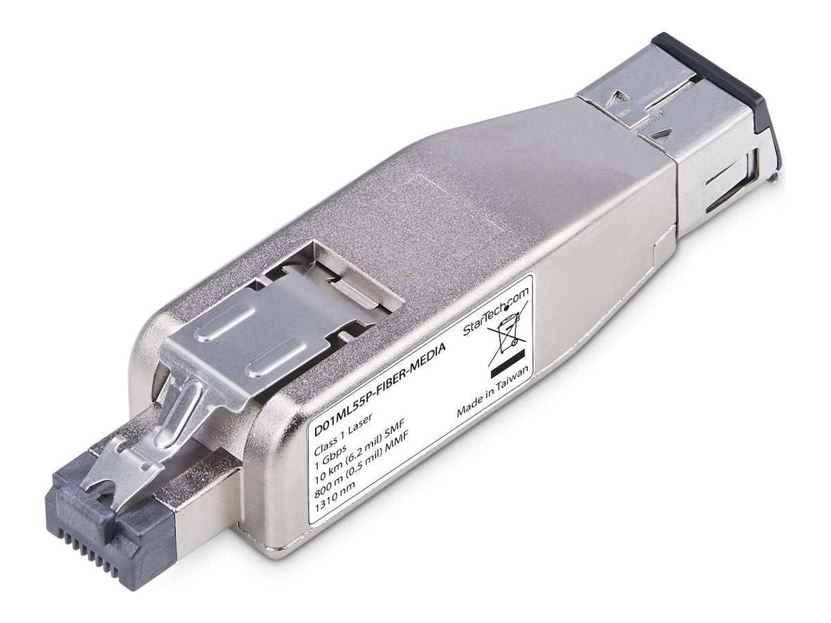 STARTECH.COM Gigabit Glasfaser Medienkonverter Dongle LWL Kupfer Umsetzer SM/MM Glasfaser auf Ethernet RJ45 POE Betrieben