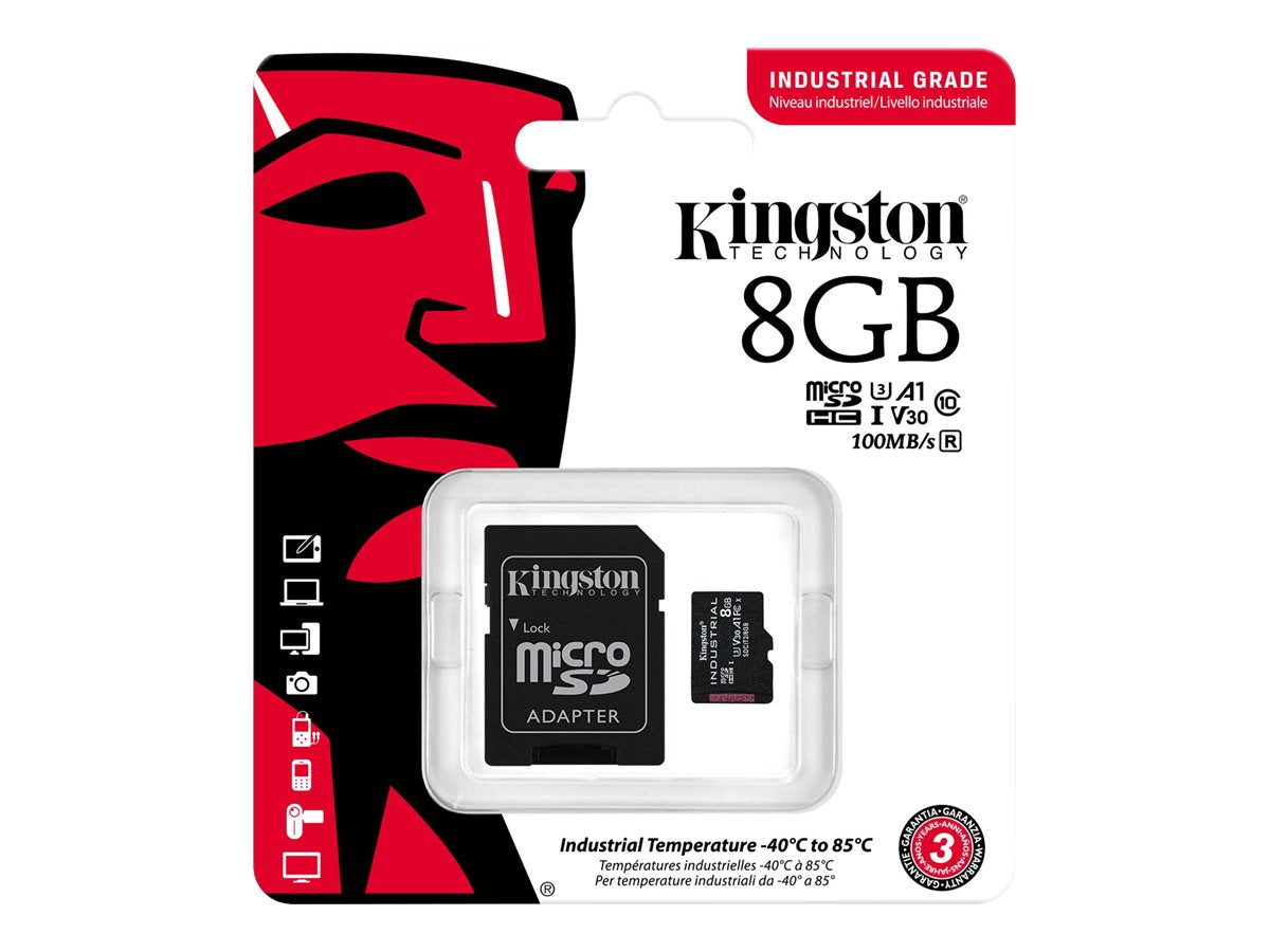 KINGSTON 8GB microSDHC Industrial C10 A1 pSLC Card Detailansicht