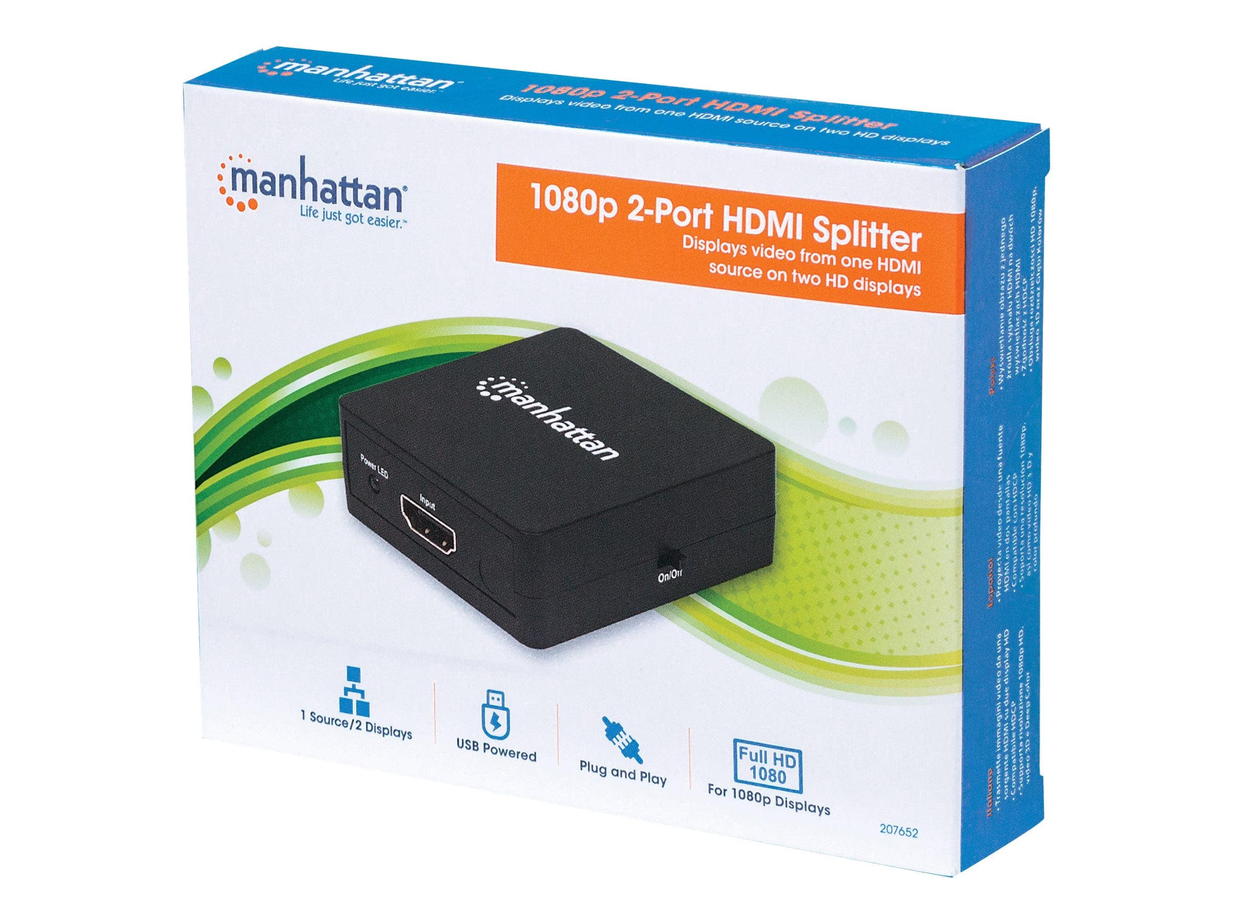 MANHATTAN 1080p 2-Port HDMI-Splitter Vorderansicht