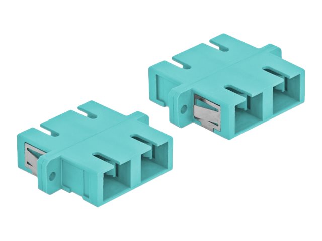 DELOCK LWL Kupplung SC Duplex Buchse zu SC Duplex Buchse Multimode 4 Stück hellblau
