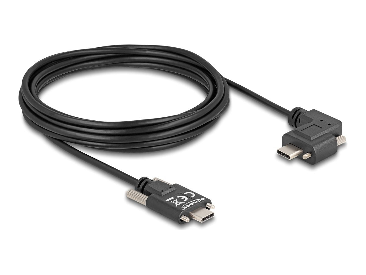 DELOCK USB 2.0 Kabel USB Type-C Stecker mit Schrauben gewinkelt - Vorderansicht