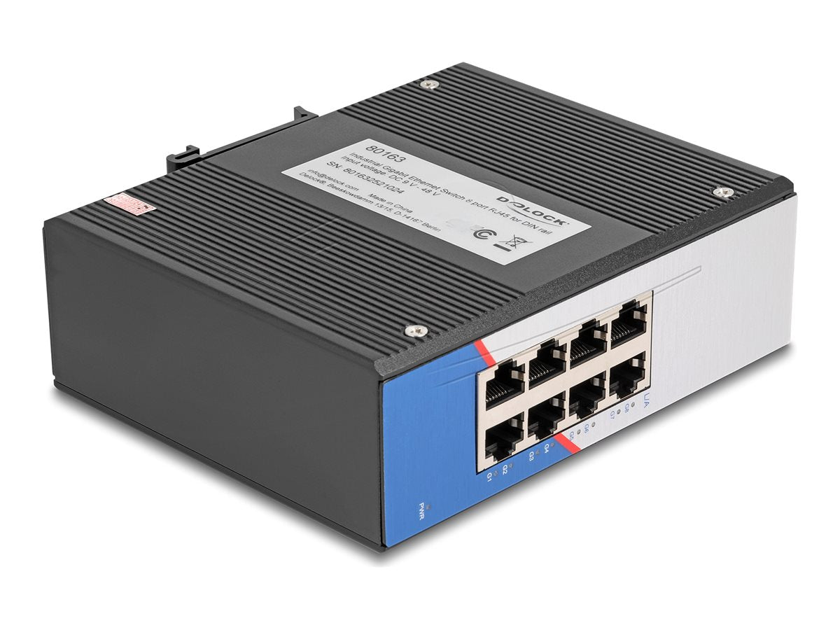 DELOCK Industrie Gigabit Ethernet Switch 8 Port RJ45 Vorderansicht