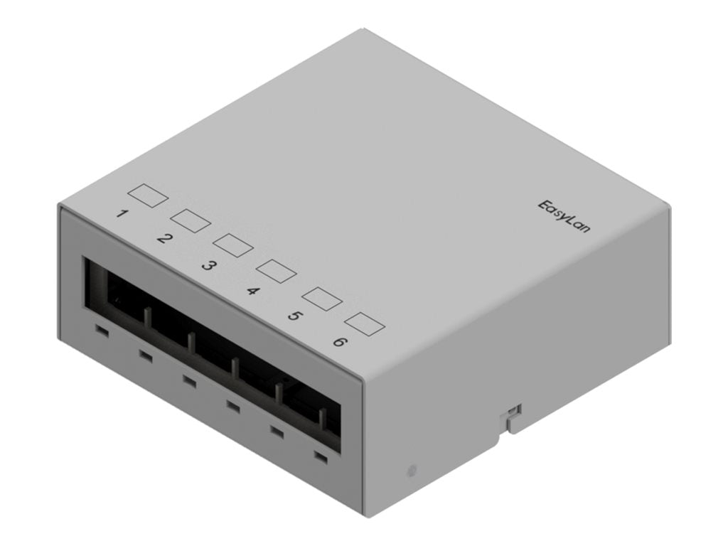EASYLAN Unterbaupanel leer für 6x Keystone AP RAL7035 - Vorderansicht