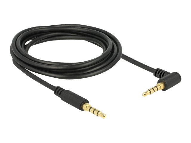 DELOCK Klinkenkabel 3,5 mm 4 Pin Stecker gewinkelt 3 m schwarz - Vorderansicht