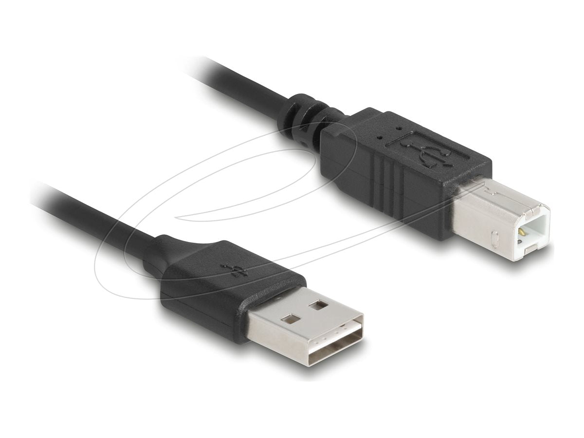 DELOCK Spiralkabel EASY-USB 2.0 Typ-A Stecker zu USB Typ-B Stecker 0,5m bis 0,8m schwarz - Vorderansicht