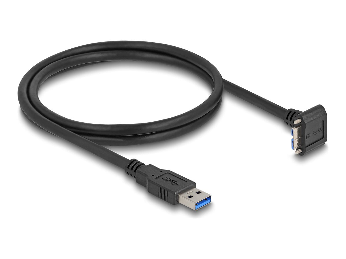 DELOCK USB 5 Gbps Kabel USB Typ-A Stecker gerade zu USB Micro-B Stecker 90 nach unten gewinkelt - Vorderansicht