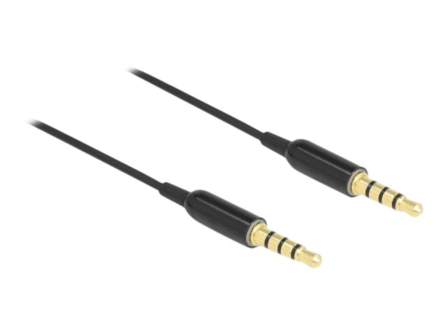 DELOCK Klinkenkabel 3,5mm 4 Pin Stecker zu Stecker Ultra Slim 0,5 m schwarz - Vorderansicht