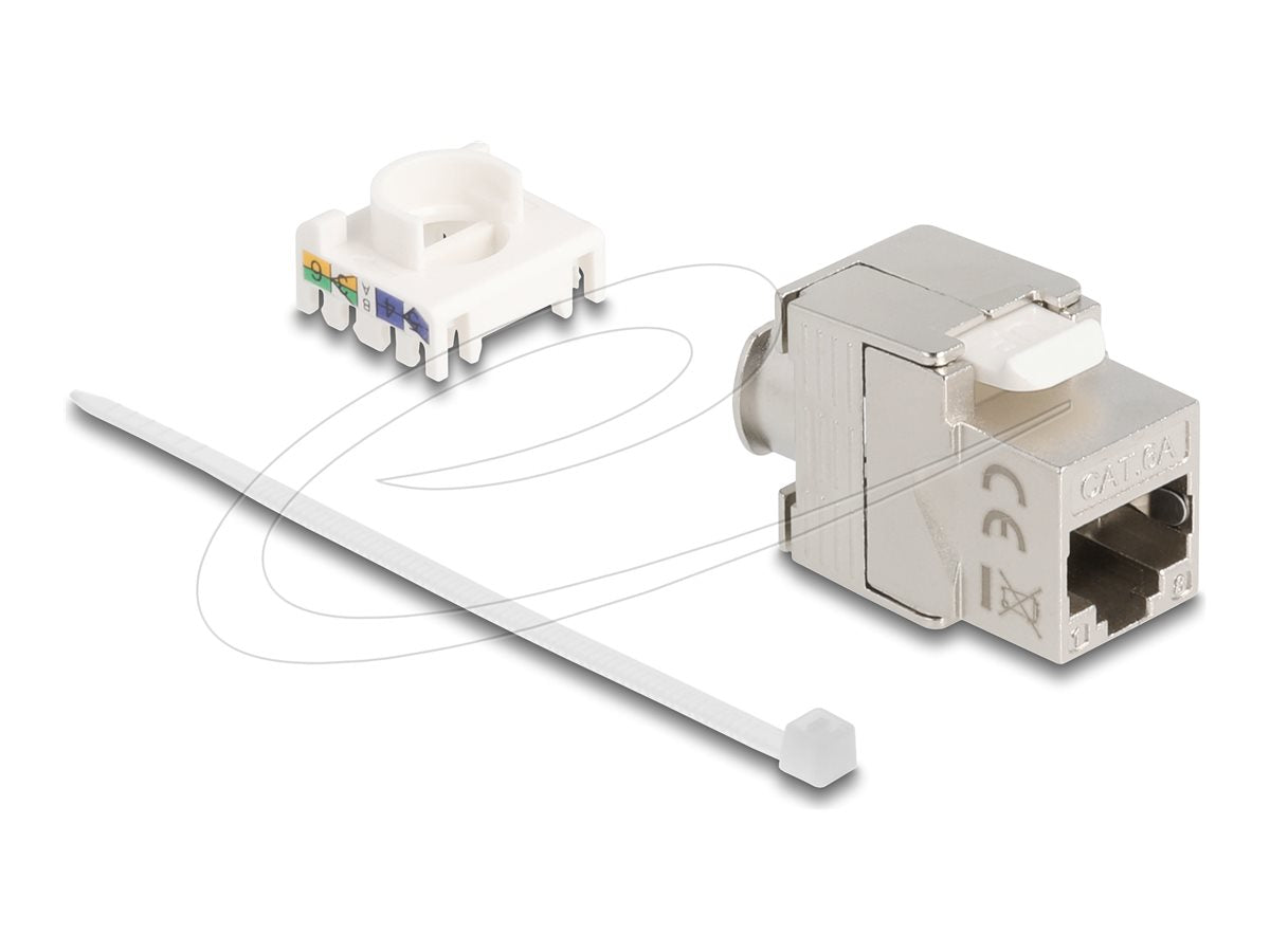 DELOCK Keystone Modul Slim RJ45 Buchse zu LSA Cat.6A geschirmt 180 werkzeugfrei - Vorderansicht