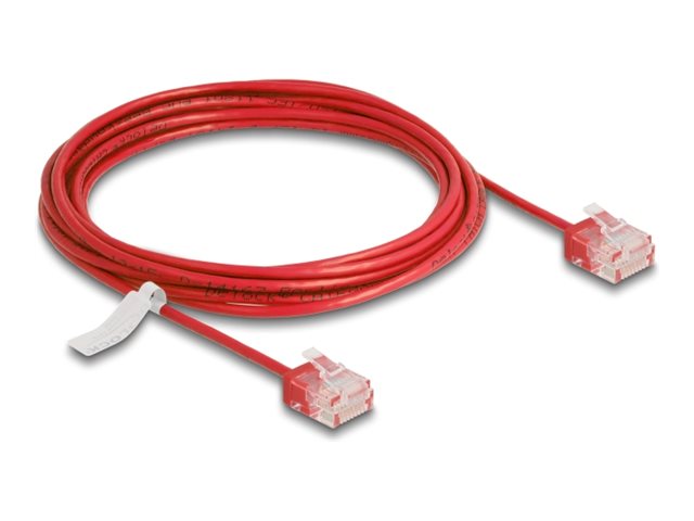 DELOCK RJ45 Netzwerkkabel Cat.6 UTP Ultra Slim 3m rot mit kurzen Steckern