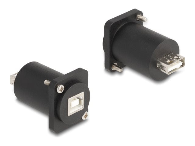 DELOCK D-Typ Modul USB 2.0 Typ-B Buchse zu Typ-A Buchse mit Schrauben schwarz - Vorderansicht