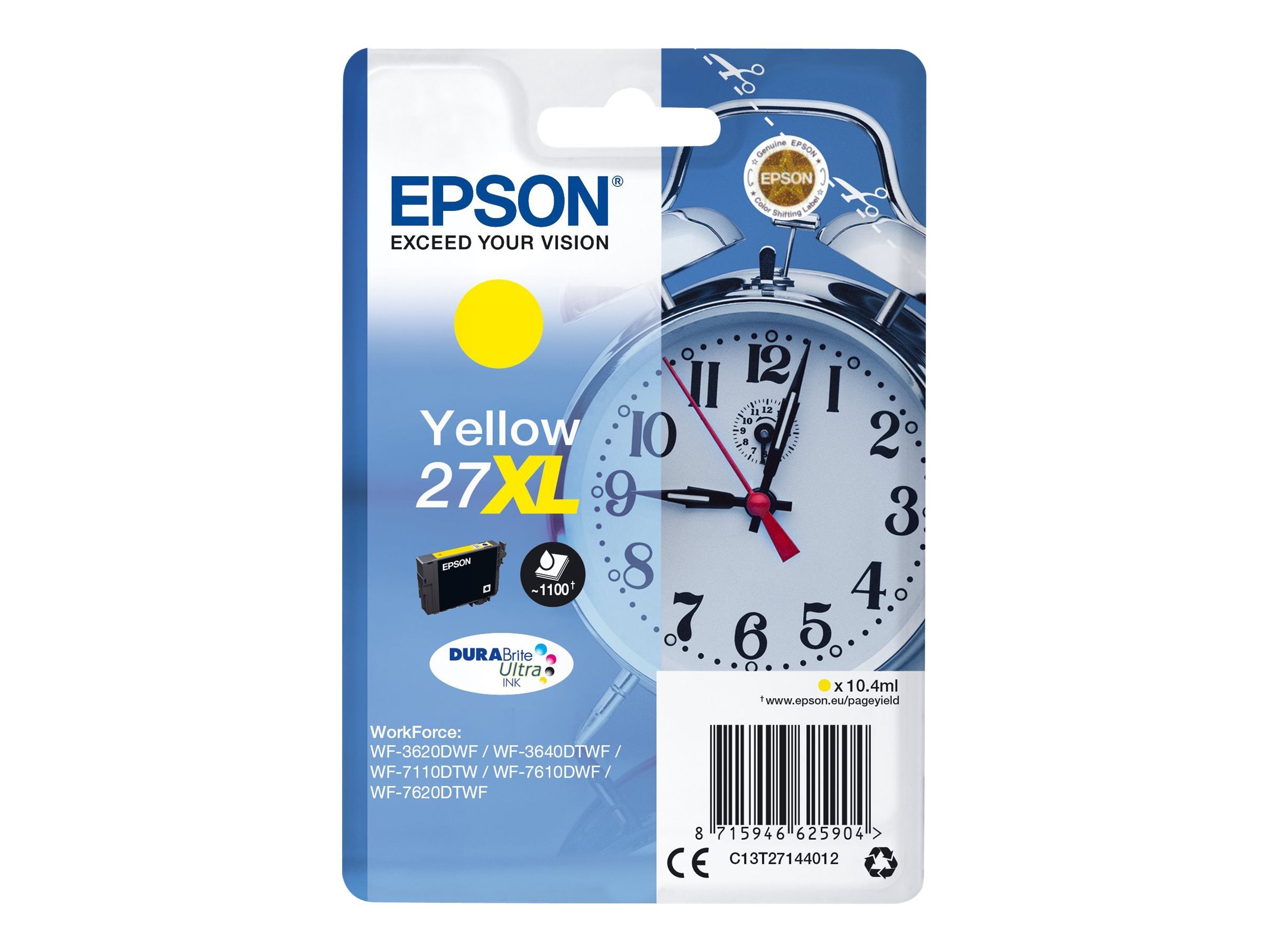 EPSON 1LB 27XL Tintenpatrone Gelb Vorderansicht