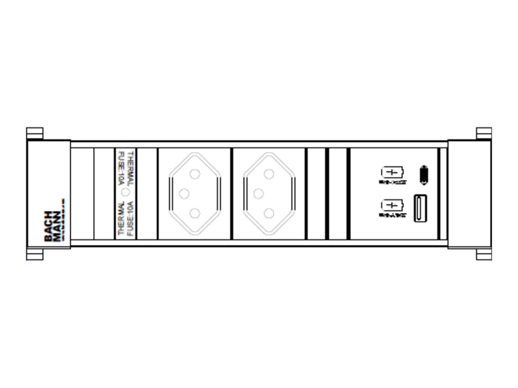 BACHMANN POWER FRAME S 2xCH 1xUSB A&C 22W 0,2m GST18 Schweiz - Vorderansicht