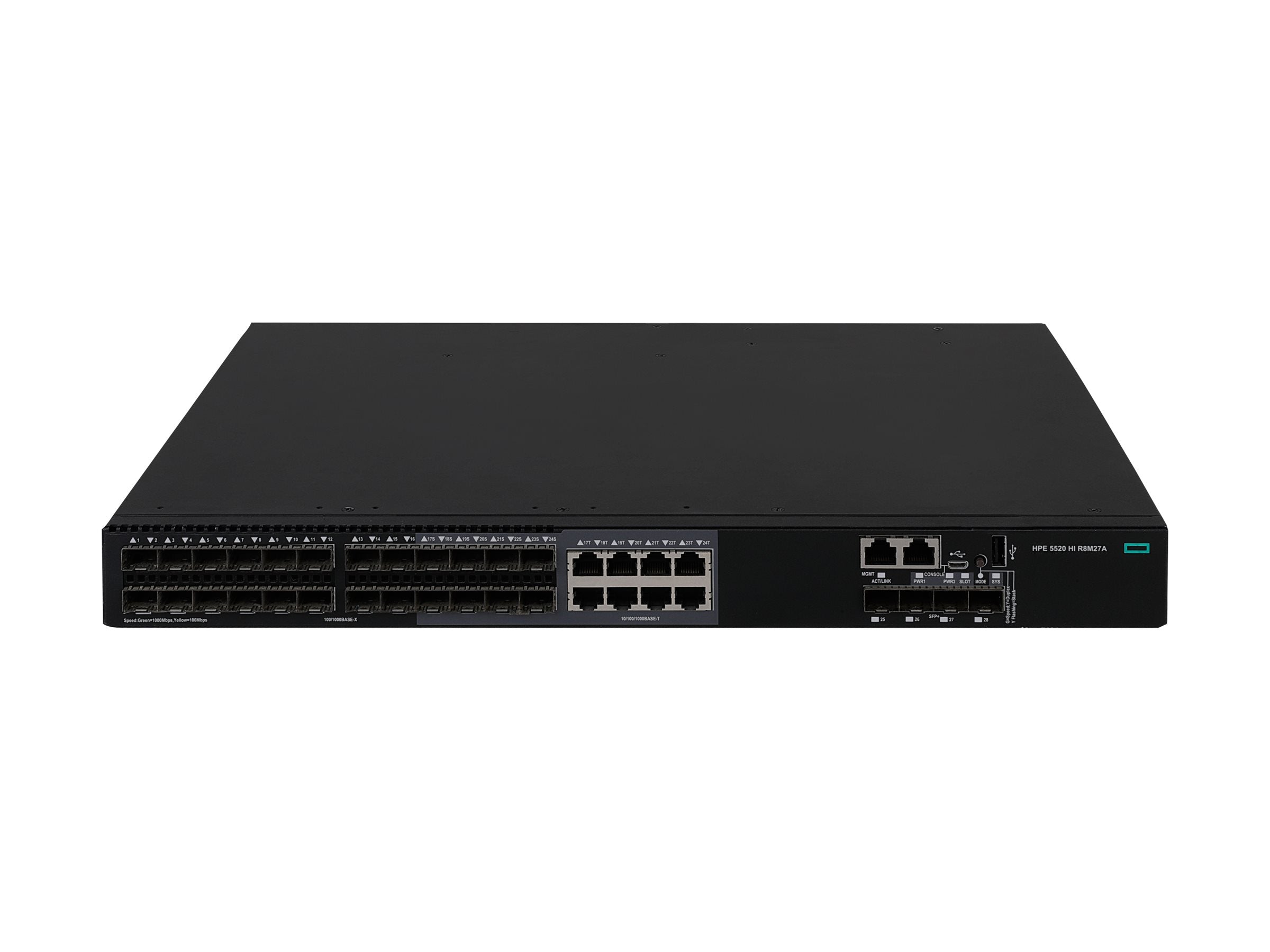 HPE FlexNetwork 5520HI Switch 24 SFP 4 10G/1G BASE-X SFP+ 1 exp slot 2 fan tray 2 PS