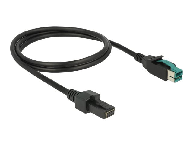 DELOCK PoweredUSB Kabel Stecker 12 V > 2 x 4 Pin Stecker 1 m - Vorderansicht