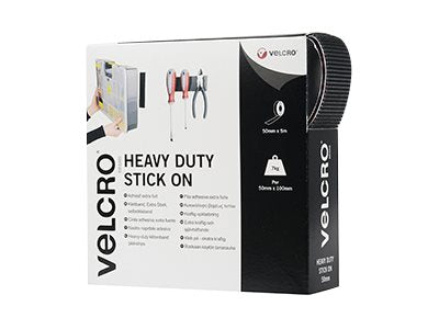VELCRO Klettband Extra Stark Selbstklebend Haken & Flausch 50mm x 5m Schwarz - Vorderansicht