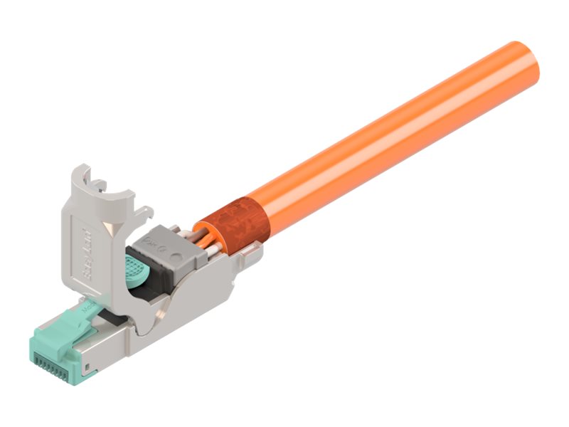 EASYLAN fixLink Stecker RJ45 geschirmt Kat.6A ISO/IEC Silber - Vorderansicht