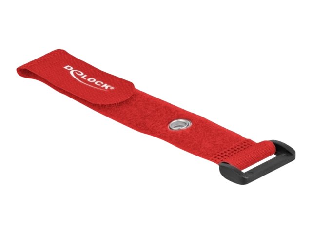 DELOCK Klett-Kabelbinder mit Schlaufe und Befestigungsöse L 190 x B 25mm rot 5 Stück