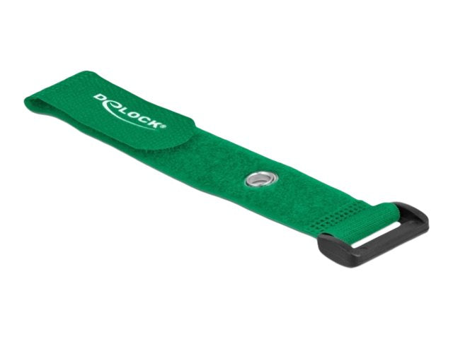 DELOCK Klett-Kabelbinder mit Schlaufe und Befestigungsöse L 190 x B 25mm grün 5 Stück