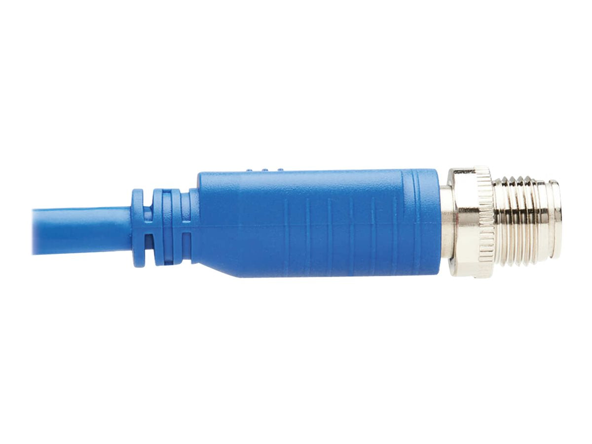 EATON TRIPPLITE M12 X-Code Cat6 1G UTP CMR-LP Ethernet Cable M12m/RJ45m IP68 PoE Blue 1m 3