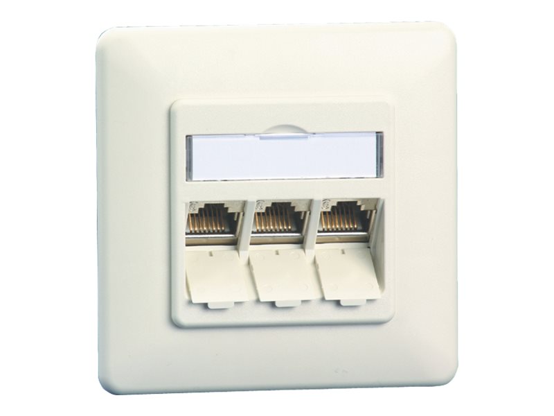 Vorderansicht der METZ CONNECT Modul Anschlussdose UP 3 Port unbestuckt reinweiss