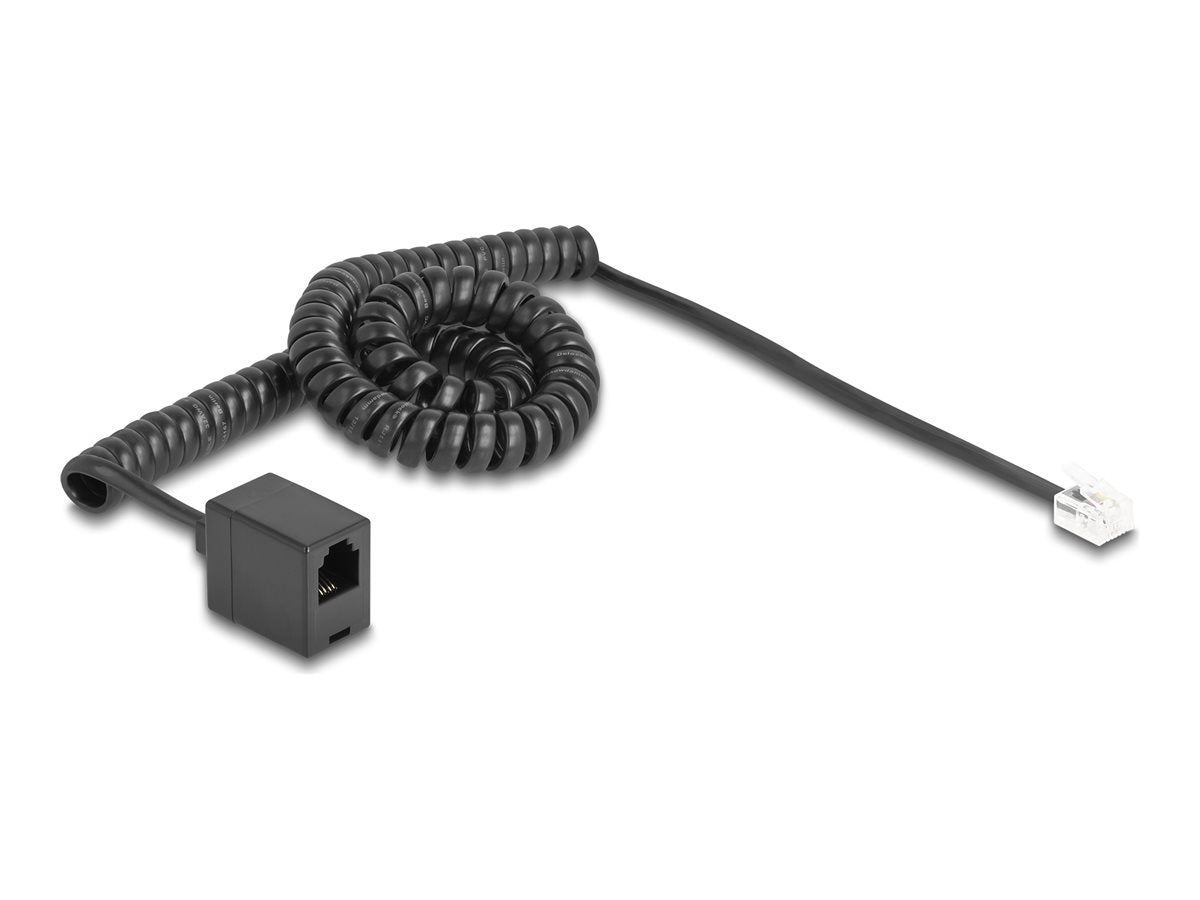 DELOCK Telefonkabel RJ11 Stecker zu RJ11 Buchse schwarz 3m - Vorderansicht