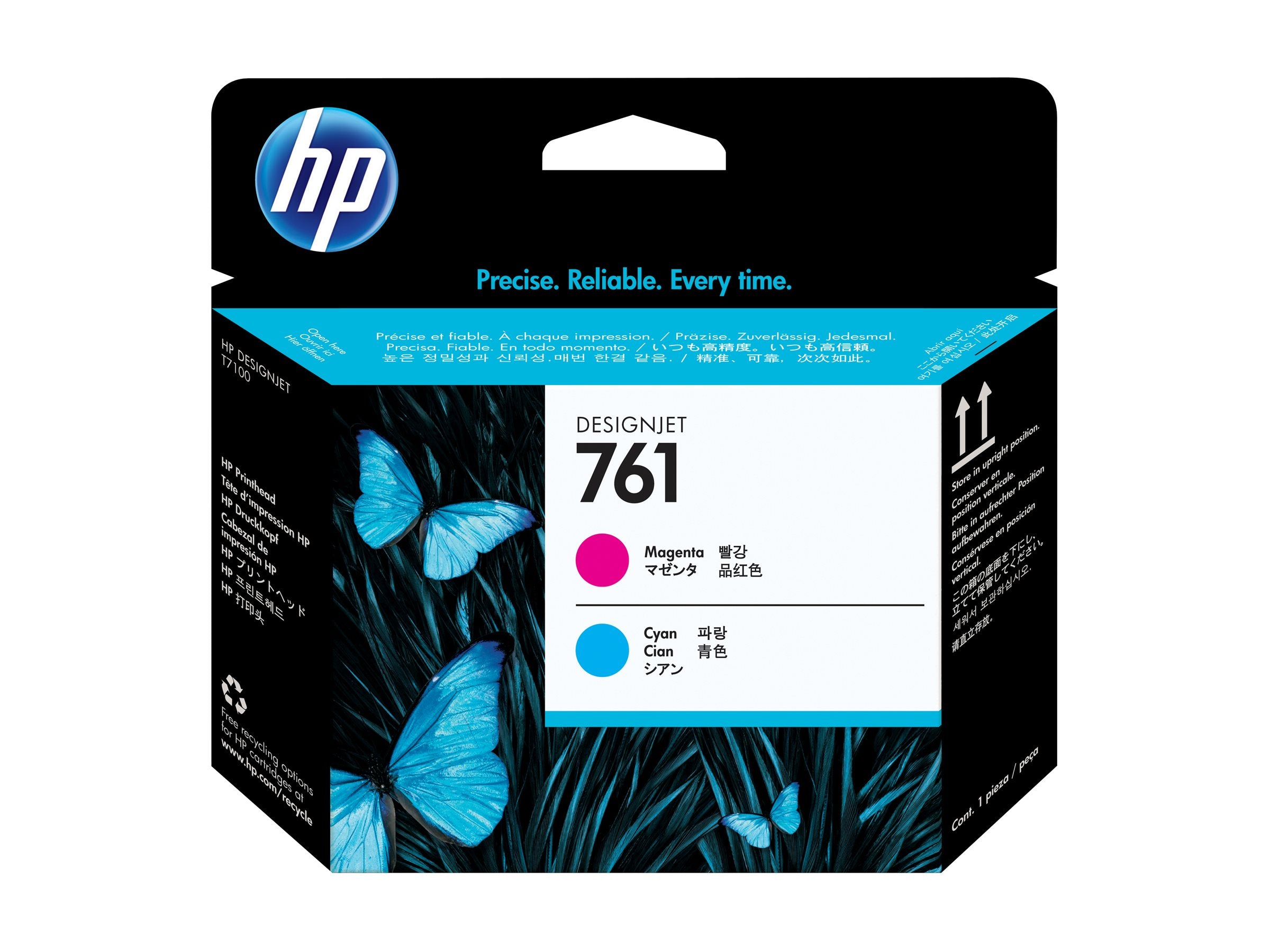 HP 761 Original Druckkopf magenta und cyan Vorderansicht