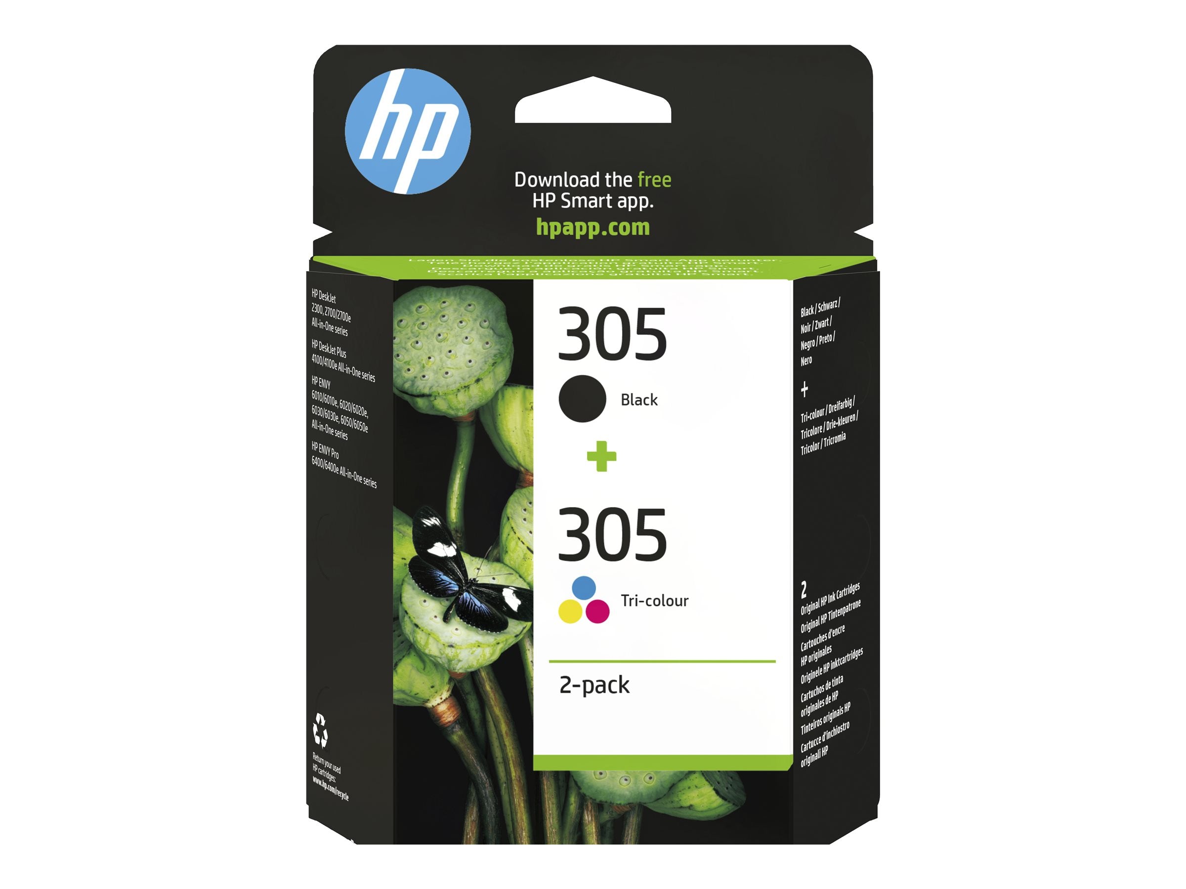 HP 305 2-Pack Tri-color/Black Original Ink Cartridge Verpackung