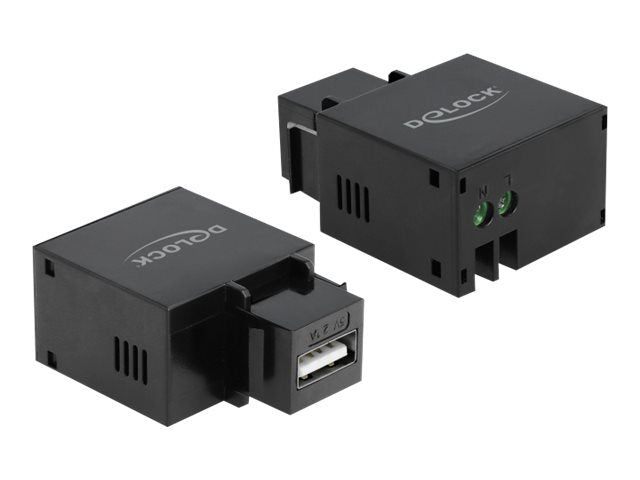 DELOCK Keystone Modul mit USB Typ-A Ladebuchse 2.1A schwarz - Vorderansicht