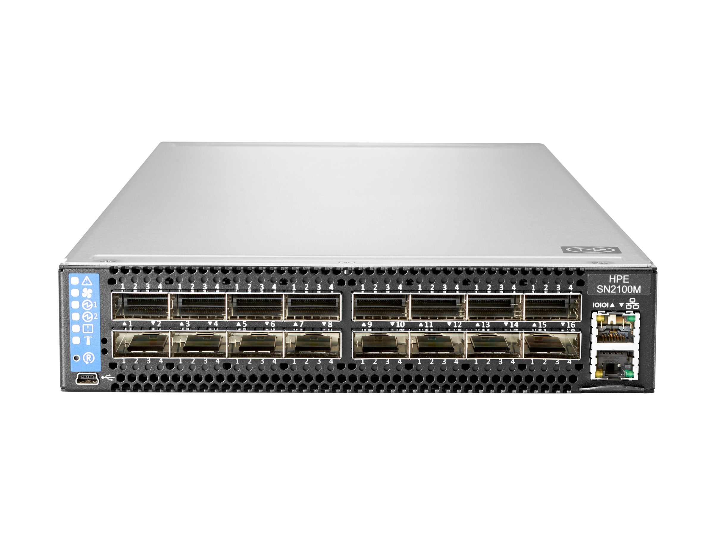 HPE 100GbE 16QSFP28 Power to Connector Airflow Half Width Switch SN2100M with NVIDIA Cumulus
