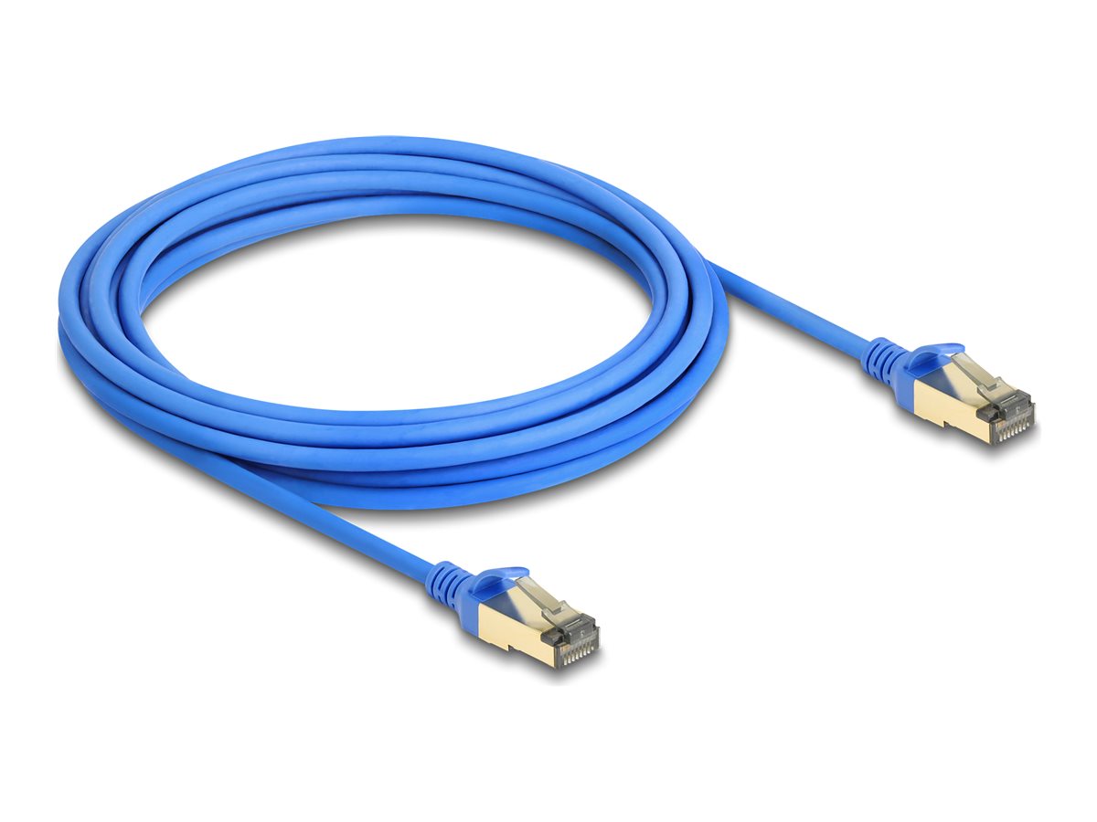 DELOCK RJ45 Netzwerkkabel Cat.8.1 F/FTP Slim 5m blau - Vorderansicht