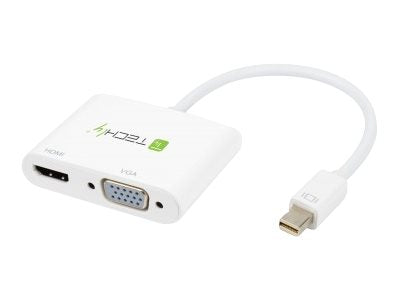 TECHLY Adapter Mini DisplayPort Stecker auf HDMI und VGA Buchse - Vorderansicht