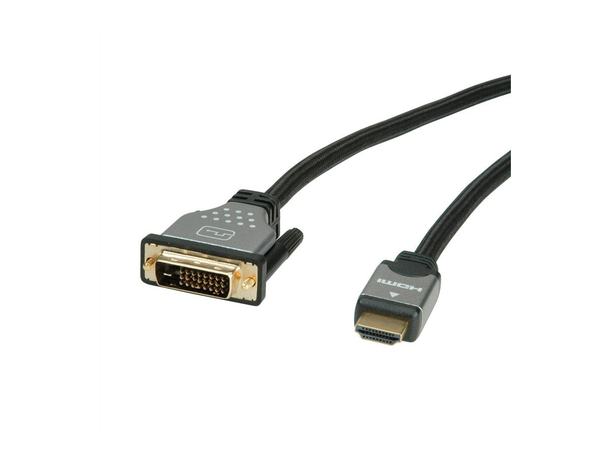 ROLINE Monitorkabel DVI - HDMI ST-ST dual link schwarz / silber 2m - Kabel im Einsatz
