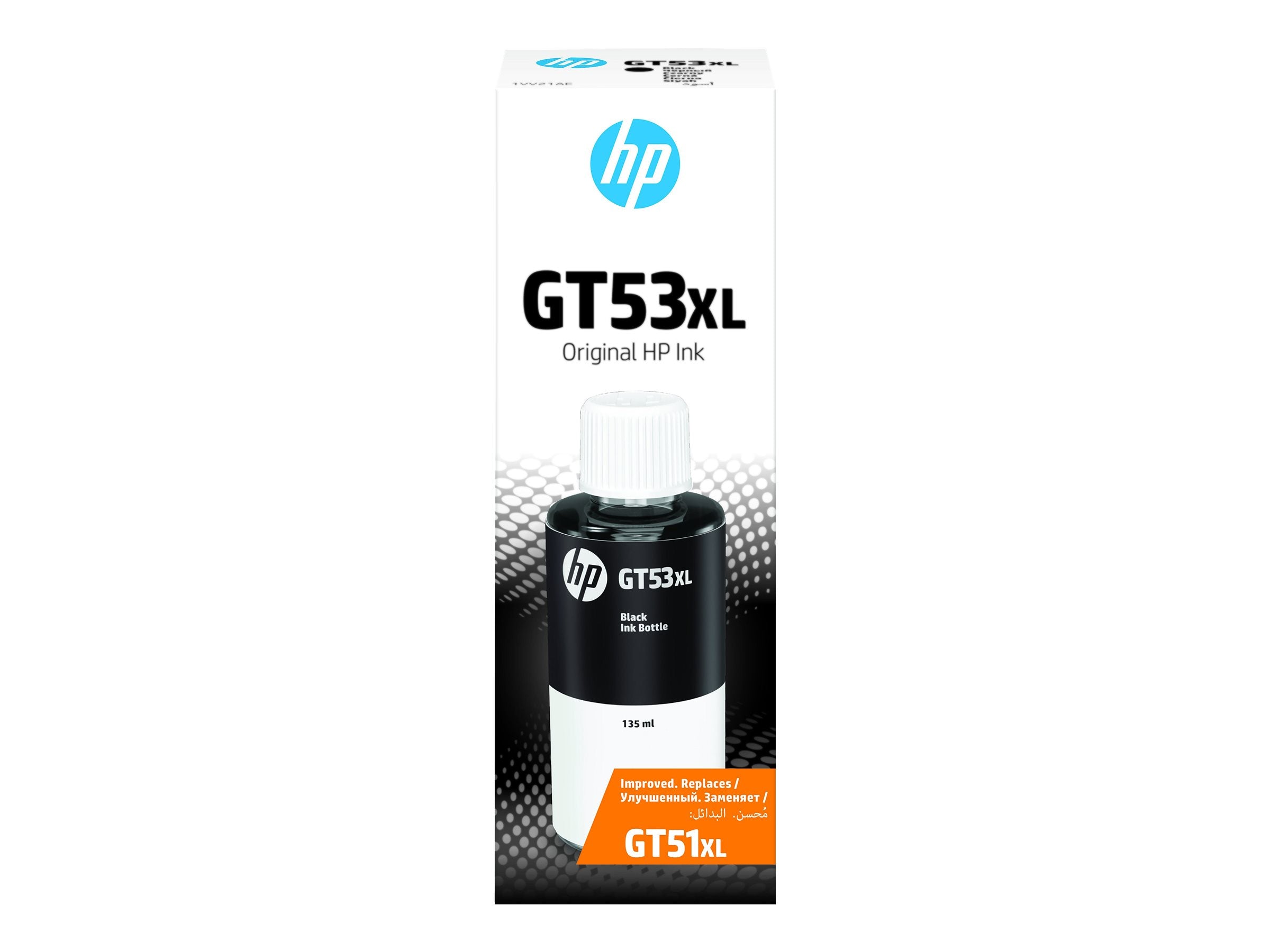 HP GT53 135ml Black Original Ink Bottle auf einem Tisch