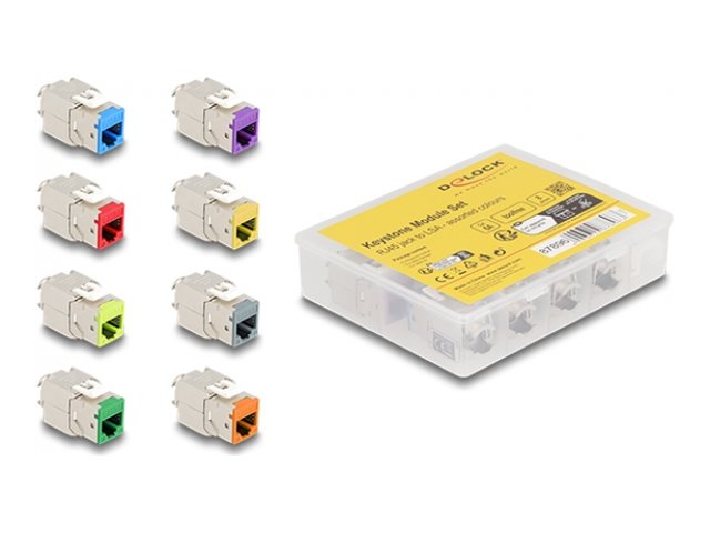 DELOCK Keystone Modul RJ45 Buchse zu LSA Cat.6A werkzeugfrei Set 8 Stück - Vorderansicht