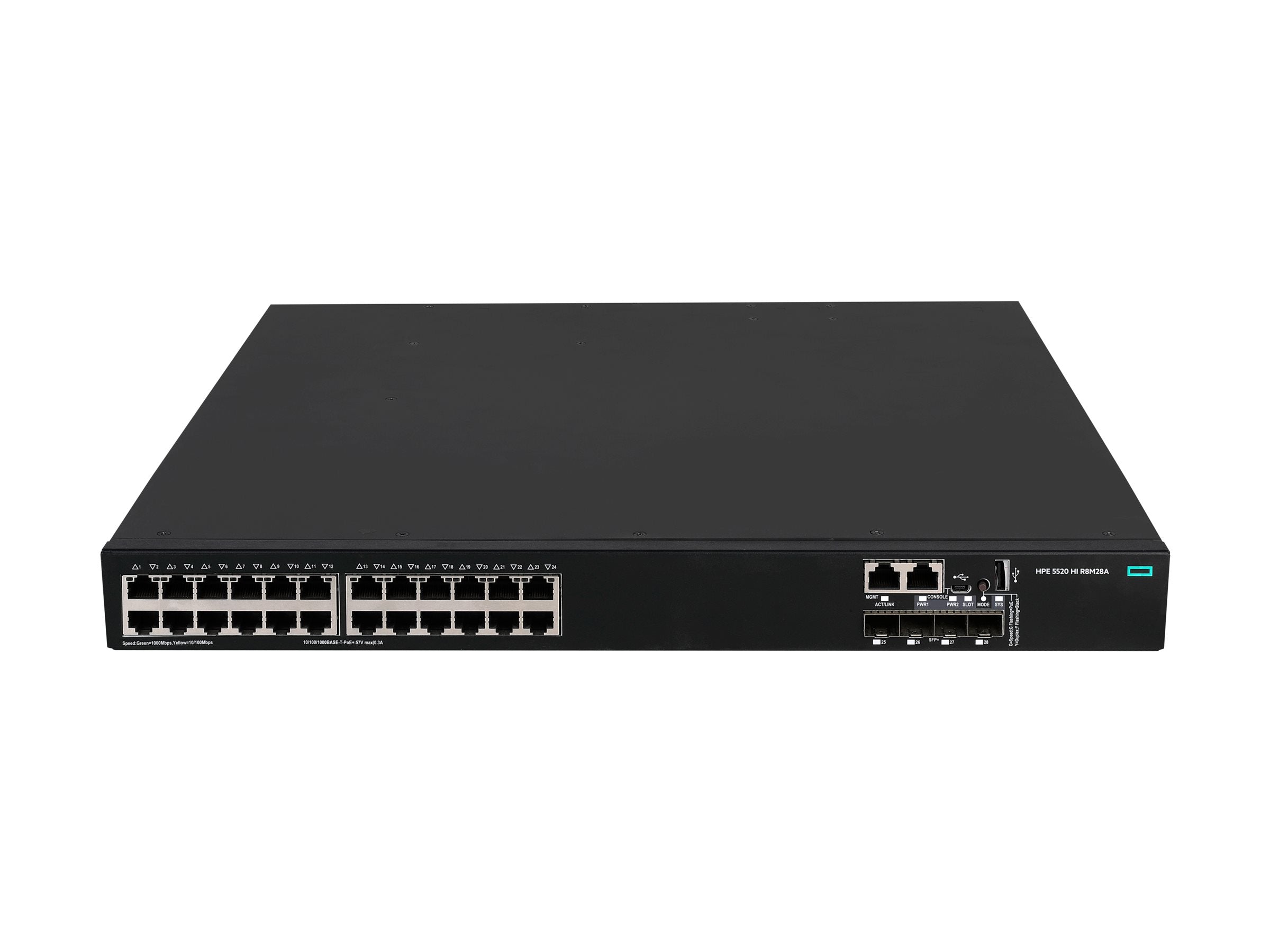 HPE FlexNetwork 5520HI Switch 24 10/100/1000BASE-T 4 10G/1G BASE-X SFP+ 1 exp 2 fan tray 2 PS
