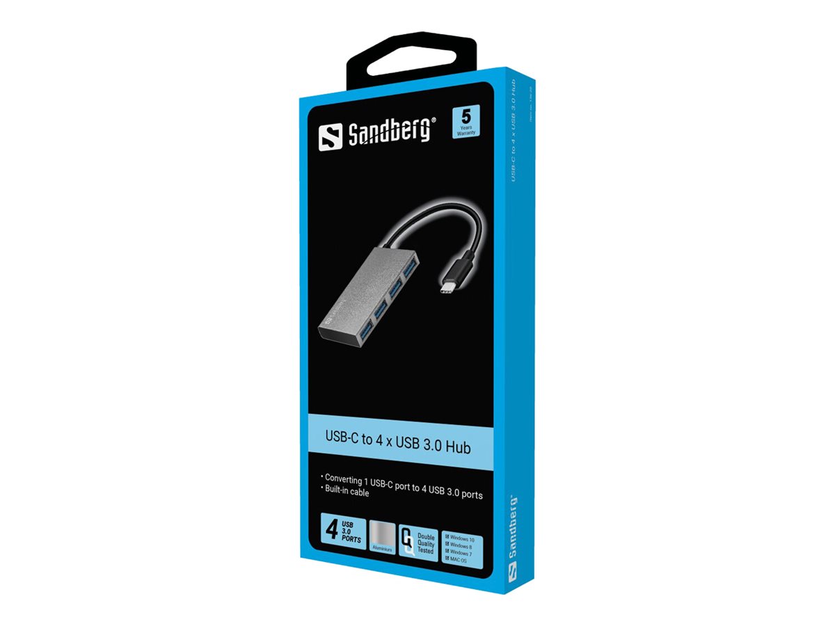 SANDBERG USB-C to 4 xUSB 3.0 Pocket Hub Vorderansicht
