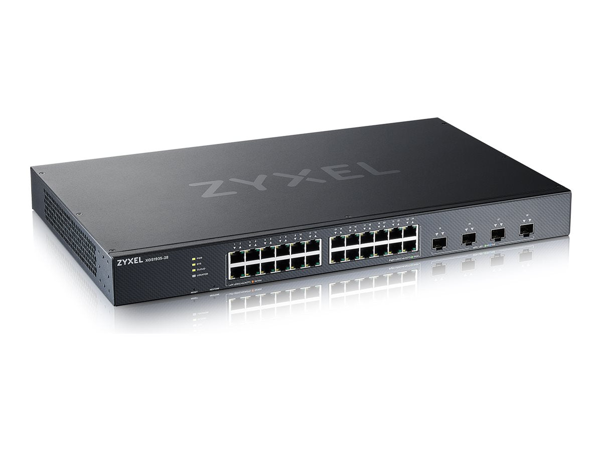 ZYXEL XGS1935-28 28 Port Smart Managed Switch 24x Gigabit Copper and 4x10G SFP+ hybrid mode standalone or NebulaFlex Cloud
