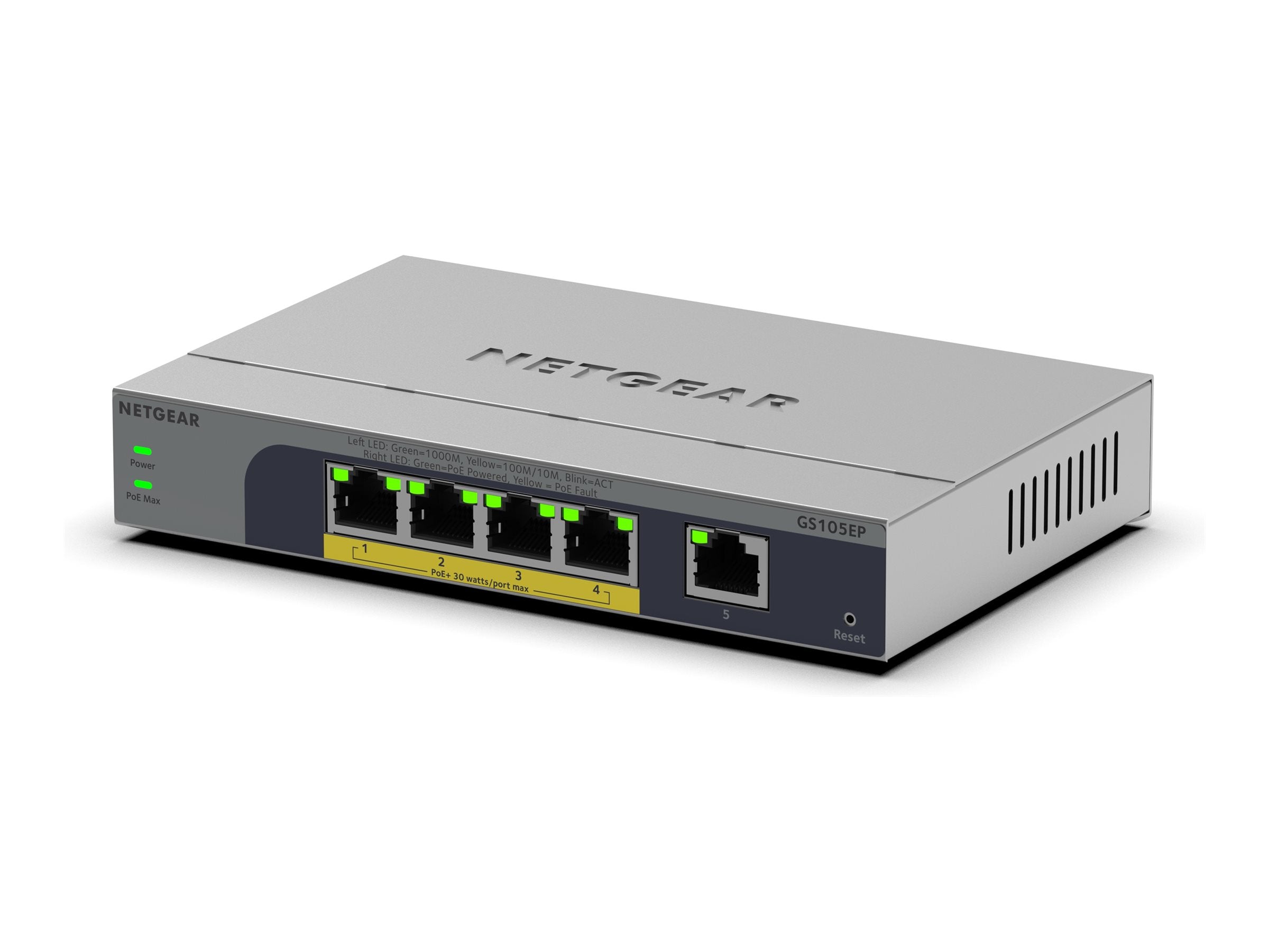 NETGEAR 5PT GB PLUS Switch W/ POE+ GS105EP - Vorderansicht