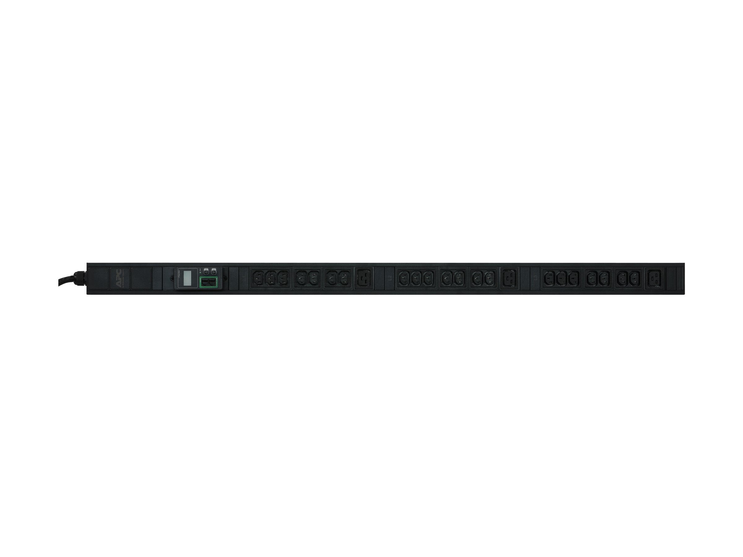 Vorderansicht der APC Easy PDU Metered Zero U 11 kW 230V 21 C13 & 3 C19/IEC309