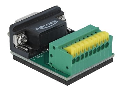 DELOCK Adapter Sub-D 9 Pin Buchse zu Terminalblock 9 Pin mit Drucktaster - Vorderansicht