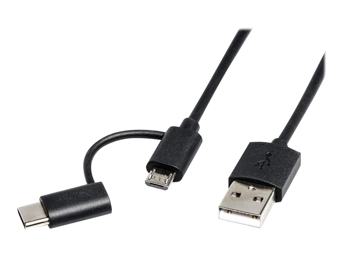 ROLINE USB 2.0 Sync- & Ladekabel Typ A - Typ C / Micro B schwarz 1m Verpackung