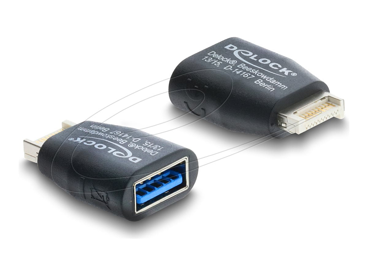 DELOCK Adapter USB 5 Gbps Typ-E Key B Stecker zu USB 5 Gbps Typ-A Buchse - Vorderansicht