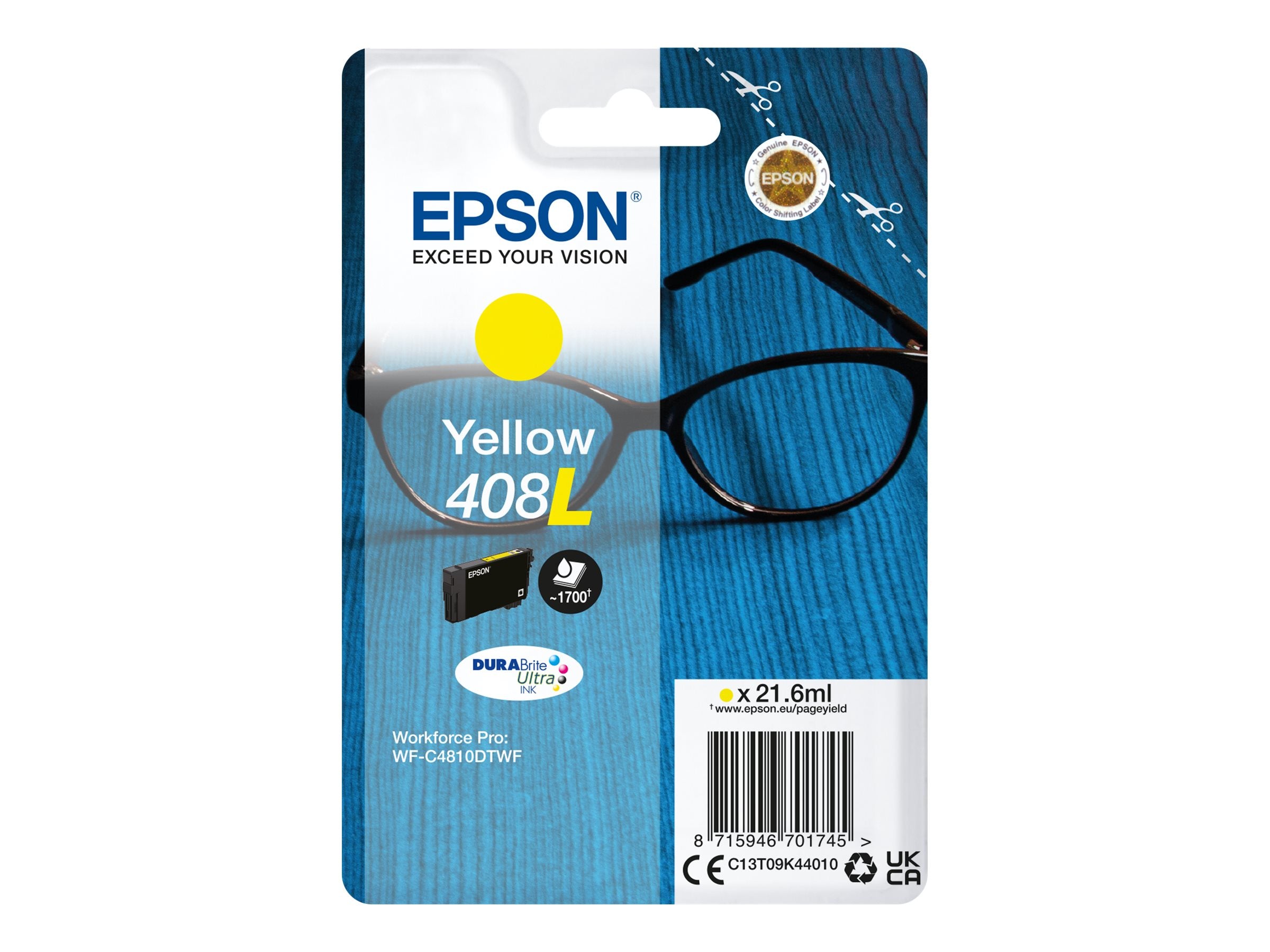 EPSON 6LB Singlepack Yellow 408L DURABrite Ultra Ink Vorderansicht