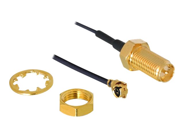 DELOCK Antennenkabel SMA Buchse zum Einbau zu I-PEX Inc. MHF I Stecker 1.37 35cm - Vorderansicht